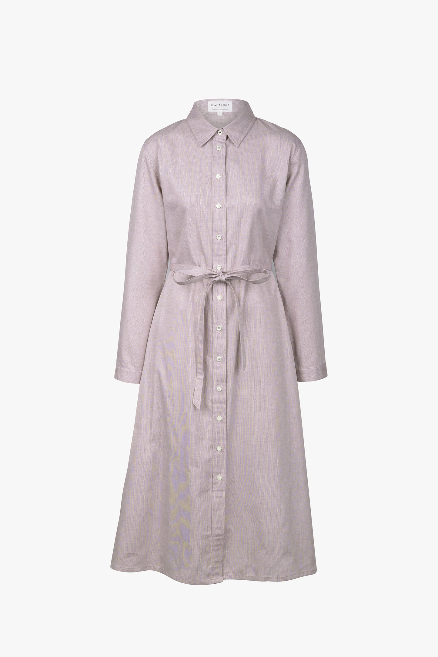 Long-sleeve Jacquard Shirtdress - Cherry