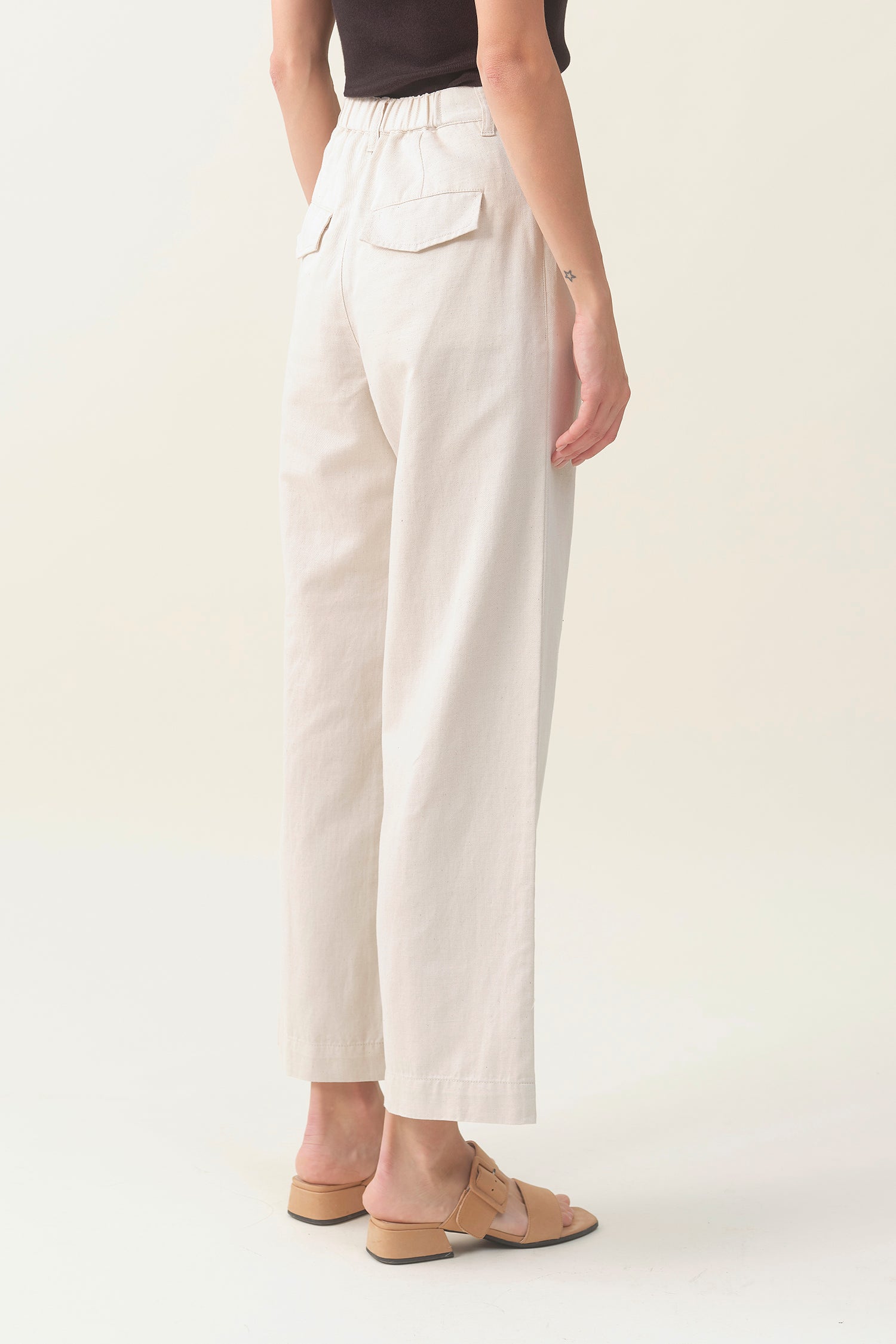 High-waist Linen Wide Pant Raw Soft White - Tove & Libra