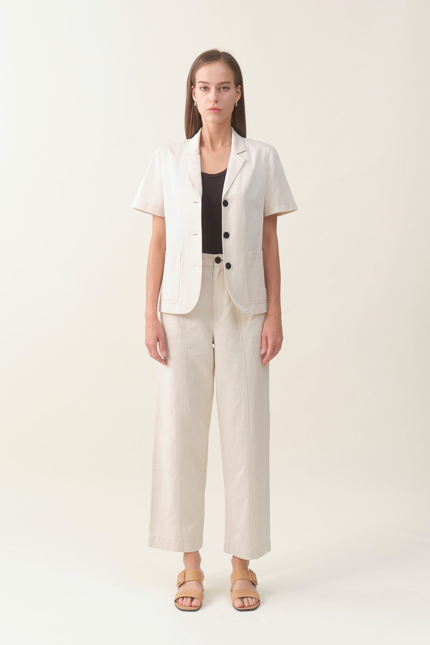 High-waist Linen Wide Pant Raw Soft White - Tove & Libra