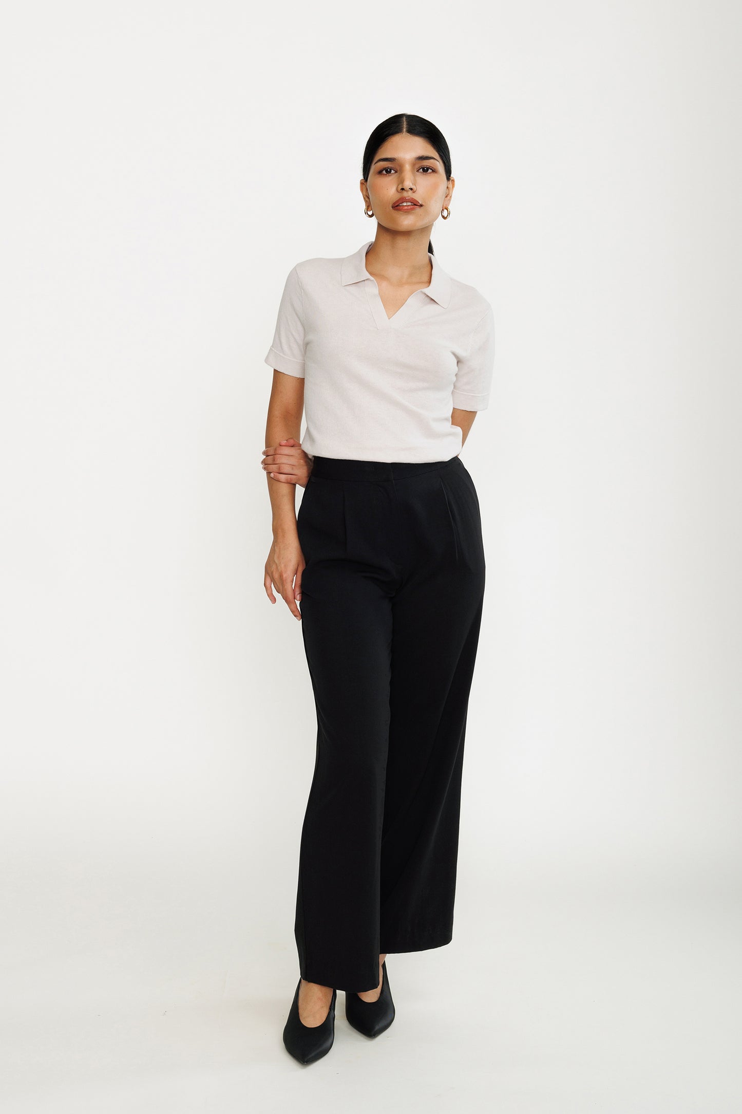 High-waist Tencel Pleated Trouser - Black