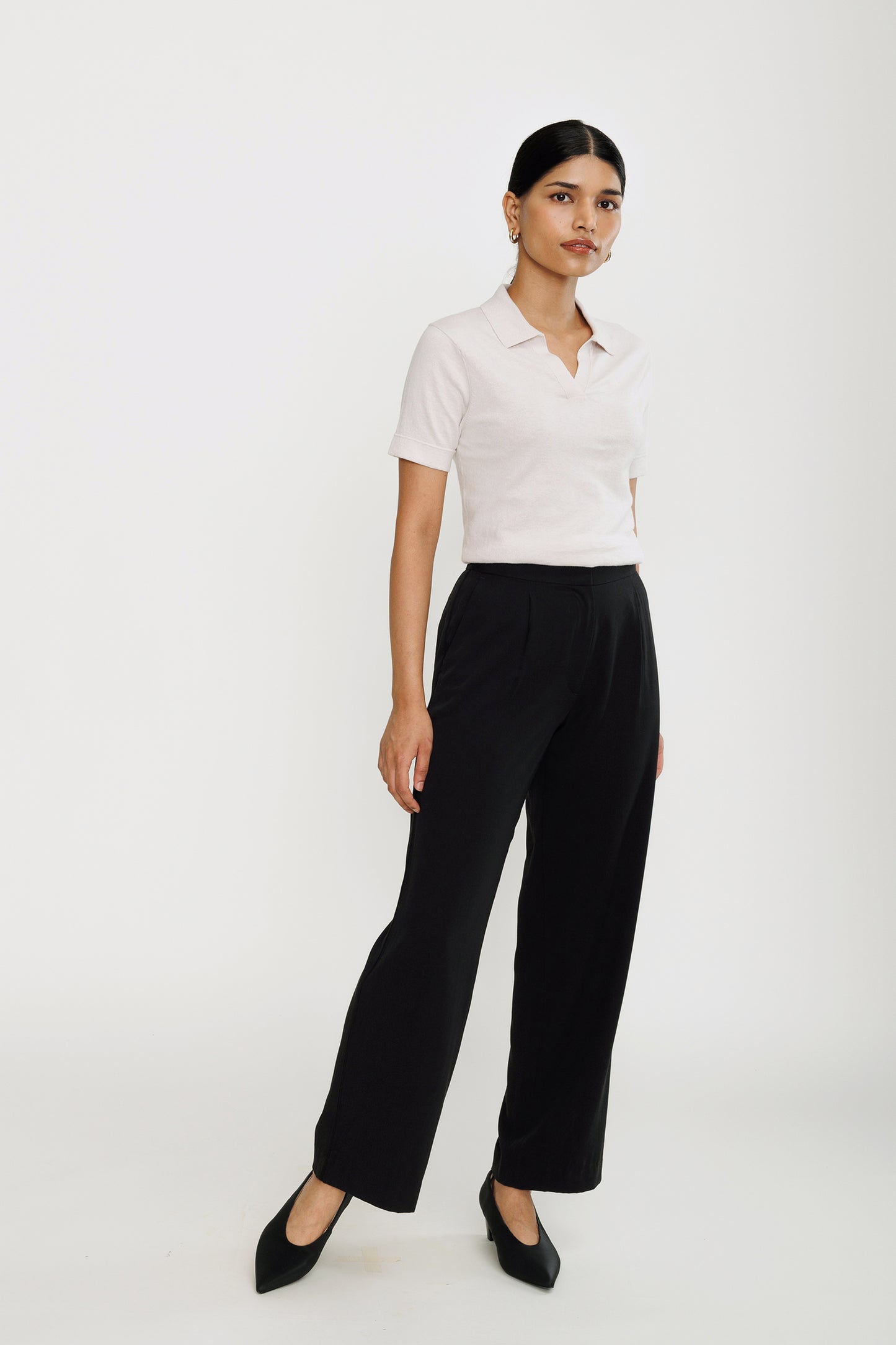 High-waist Tencel Pleated Trouser - Black