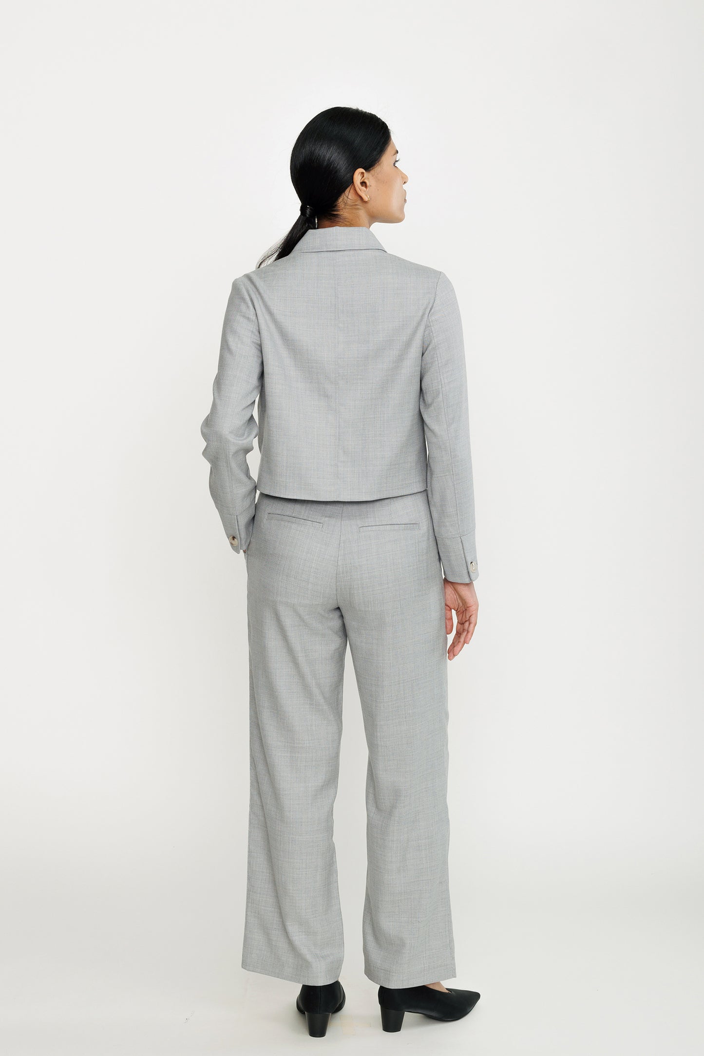 Cropped Wool Jacket - Grey Heather