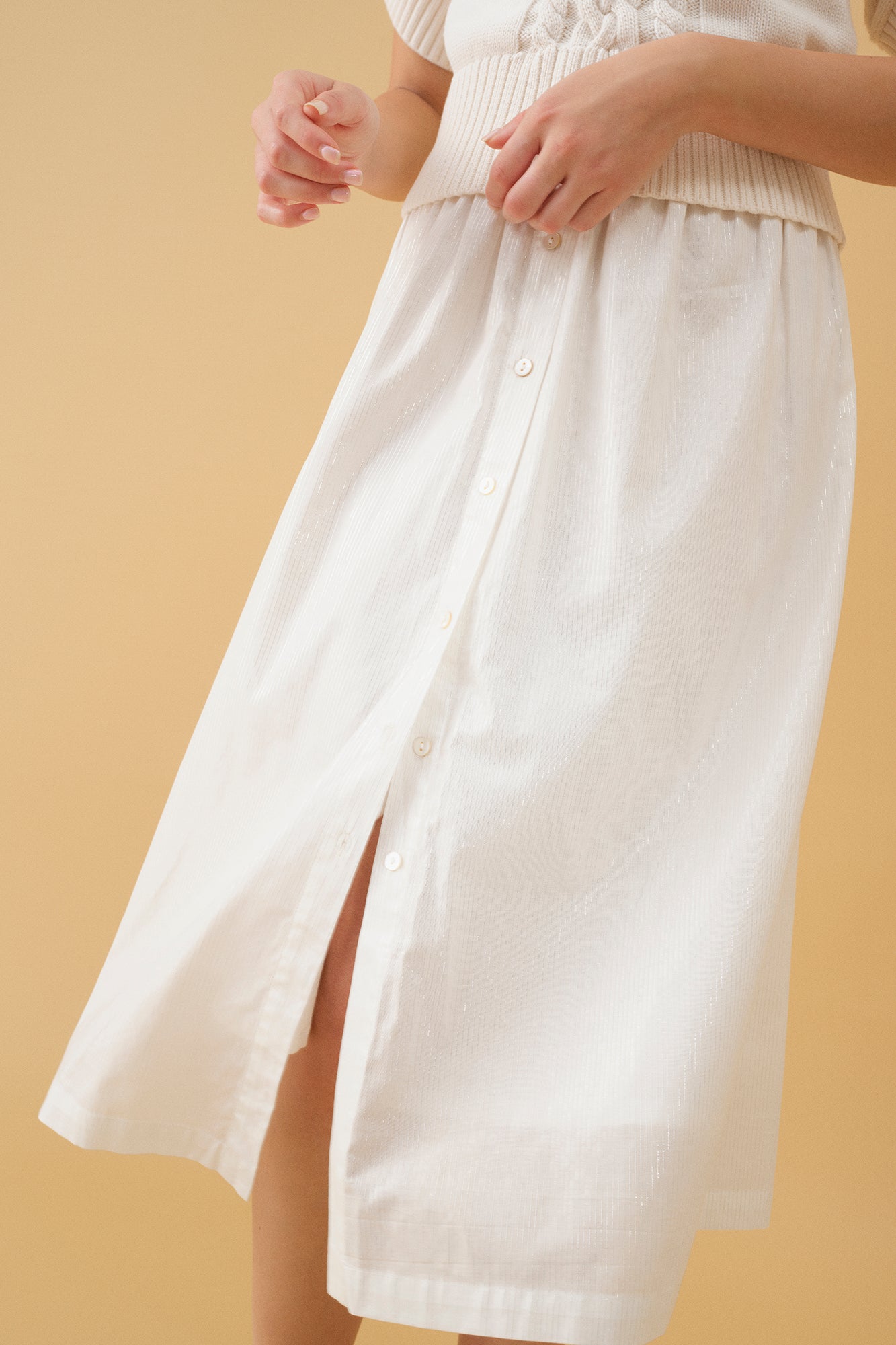 Metallic clearance linen skirt